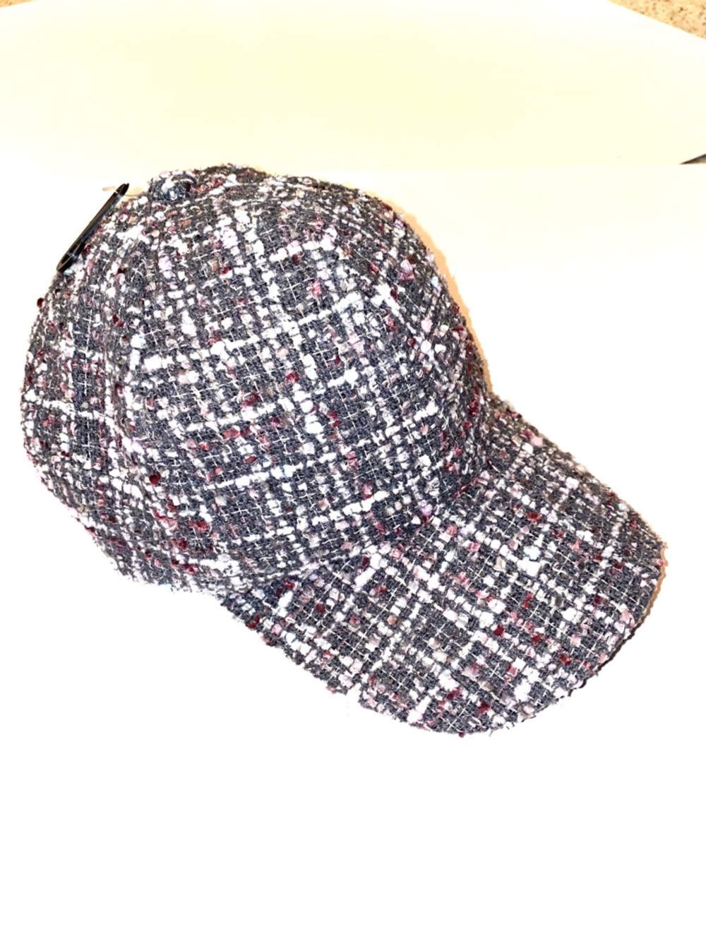 Pink, grey knit baseball hat 84